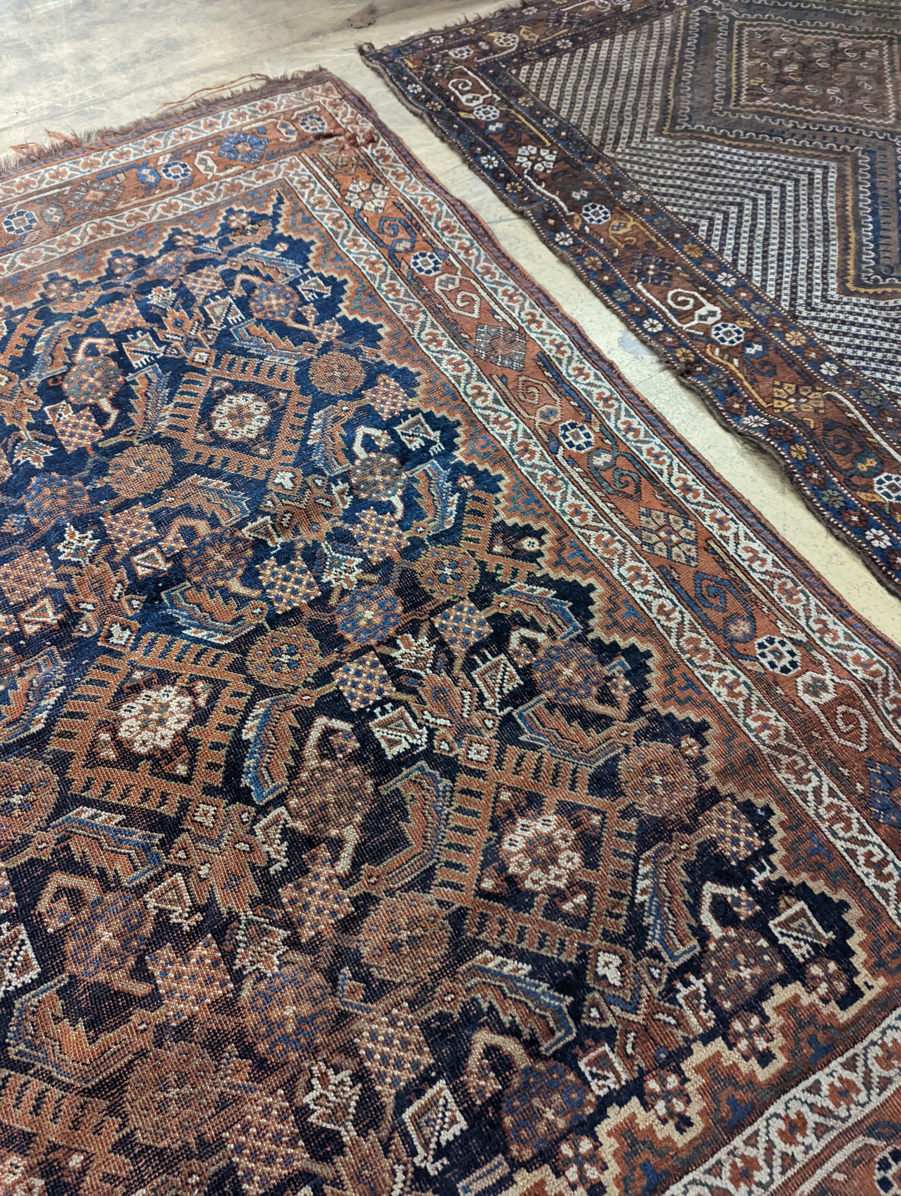 Two antique Caucasian rugs, larger 200 x 135cm